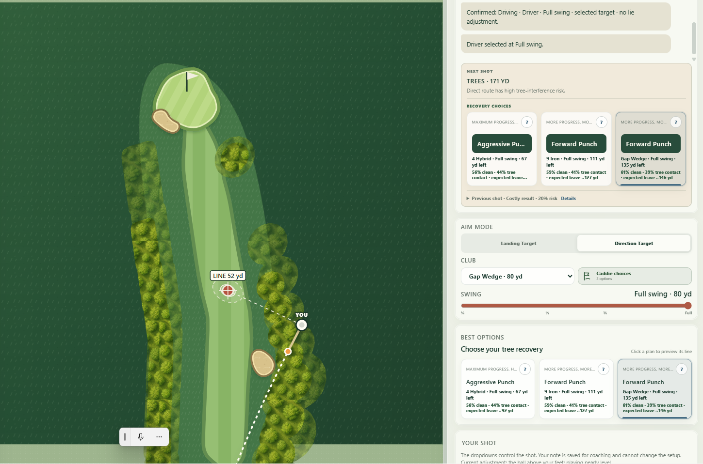 Alternative recovery shot choices screen