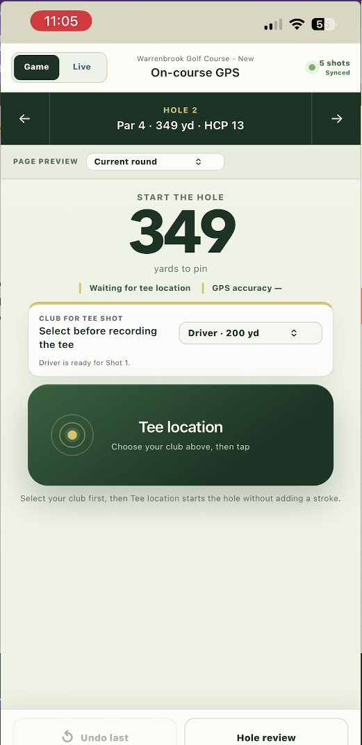 Jetta mobile GPS tee location screen
